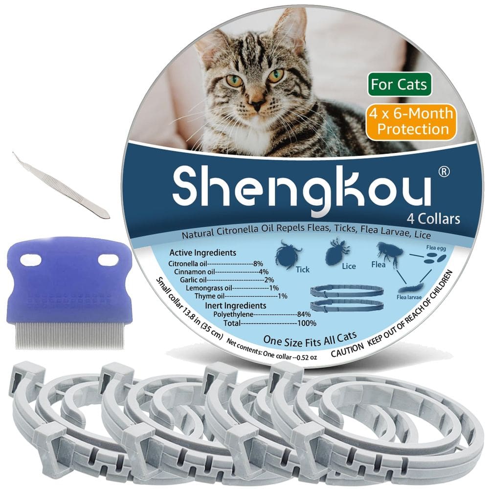 Coleira de pulgas e carrapatos ShengKou para gatos de 13,8 polegadas (pacote com 4)