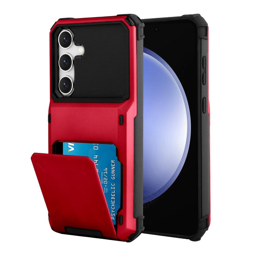 Capa tipo carteira Marphe para Samsung Galaxy S23 FE com compartimento para 4 cartões vermelha