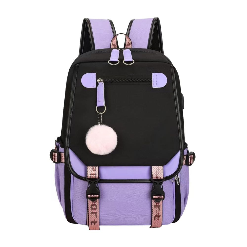 Mochila JiaYou Little Girls` School Students Bolsa de livros 21L roxa
