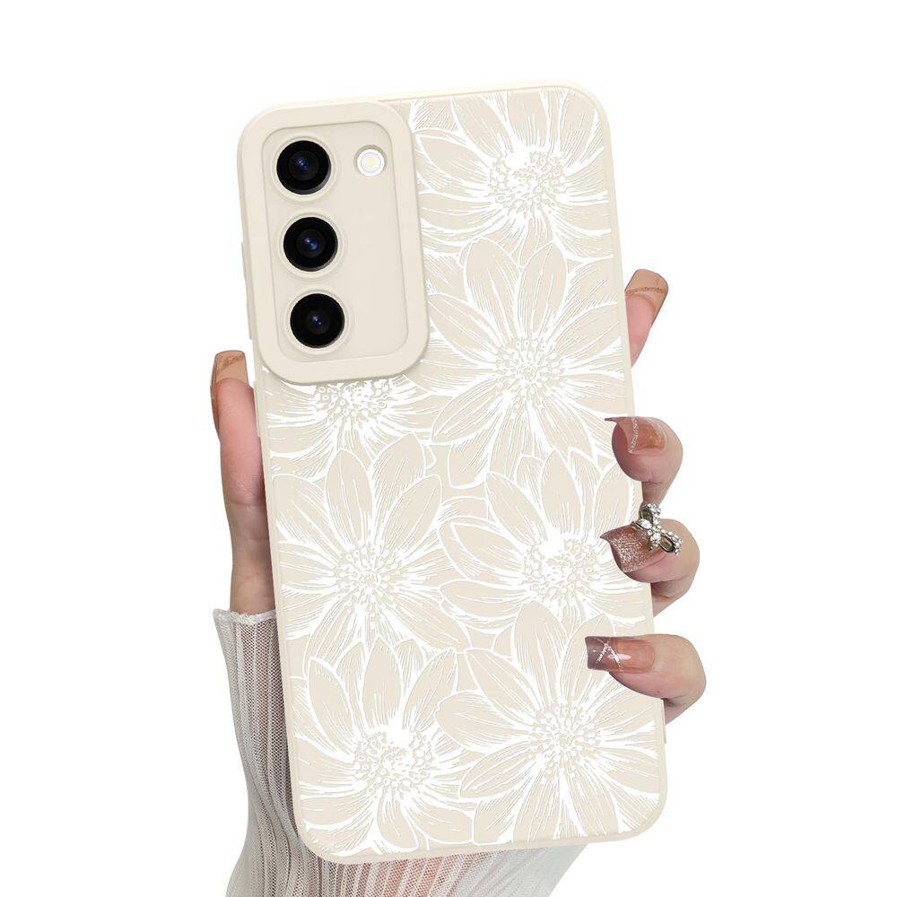 Capa de telefone MZELQ Silicone Branca Floral Samsung Galaxy S23 Plus