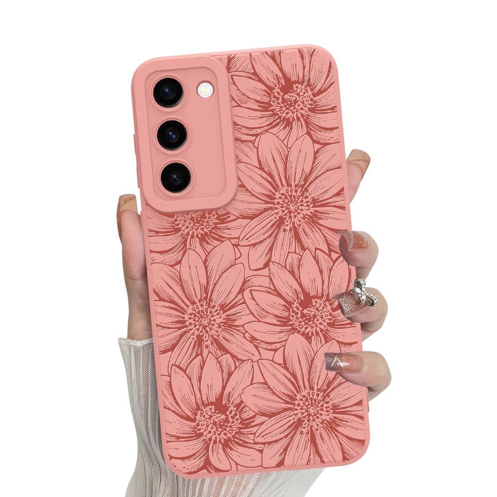 Capa de telefone MZELQ Silicone Rosa Floral Samsung Galaxy S23 Plus
