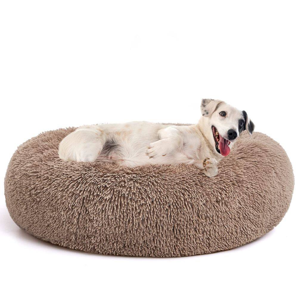 Cama para animais de estimação MIXJOY ultramacia e confortável Donut Cuddler Brown