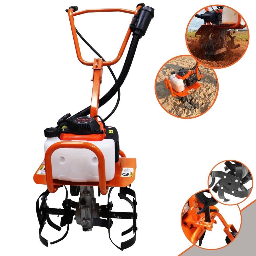Motocultivador Tratorito Vulcan VMC360S À Gasolina 53cc 3,6HP 4T de Alto Desempenho Com Facas Cultivadoras Ideal Para Preparar Cama de Aviários
