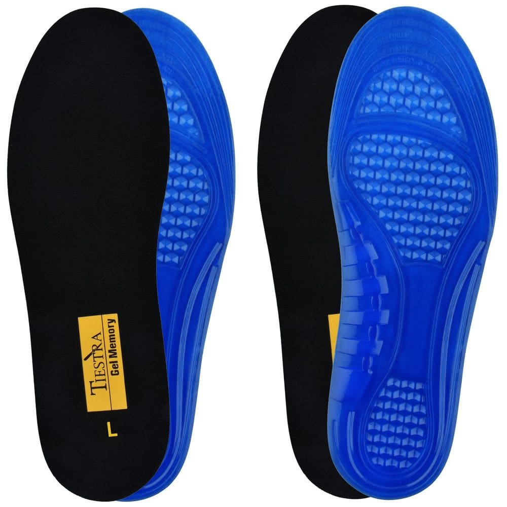 Palmilhas de gel TIESTRA para homens Memory Foam Arch Support pretas