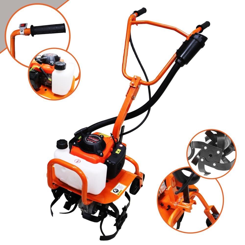 Microtrator À Gasolina Vulcan VMC360S Motor 4 Tempos 53 Cilindradas 3,6HP Com Transmissão de Engrenagens em Aço Forjado e Rodas Para Transporte