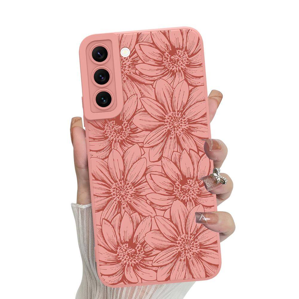 Capa de telefone MZELQ Silicone Rosa Floral Samsung Galaxy S22