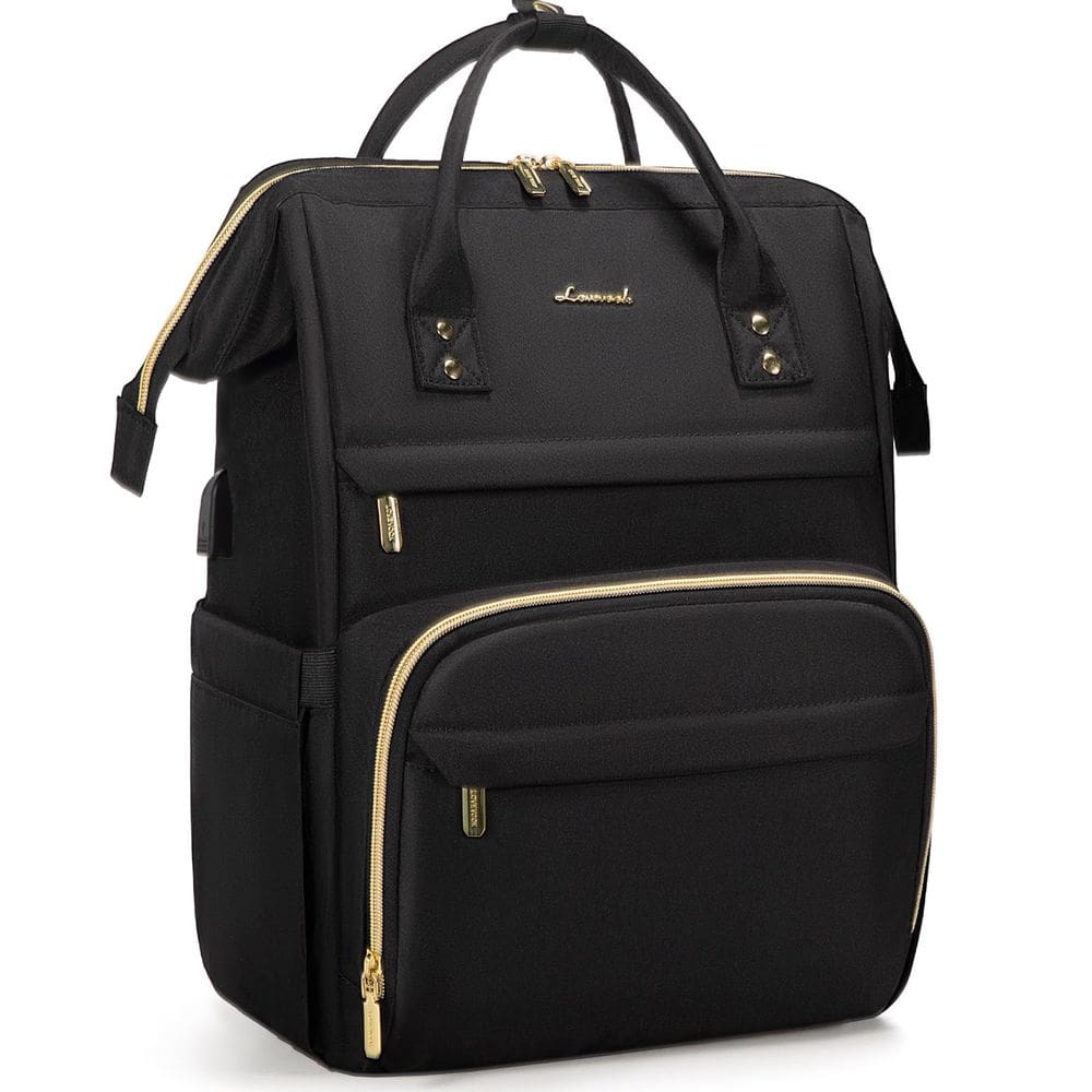 Mochila LOVEVOOK para laptop feminina de 17 polegadas com porta de carregamento USB preta