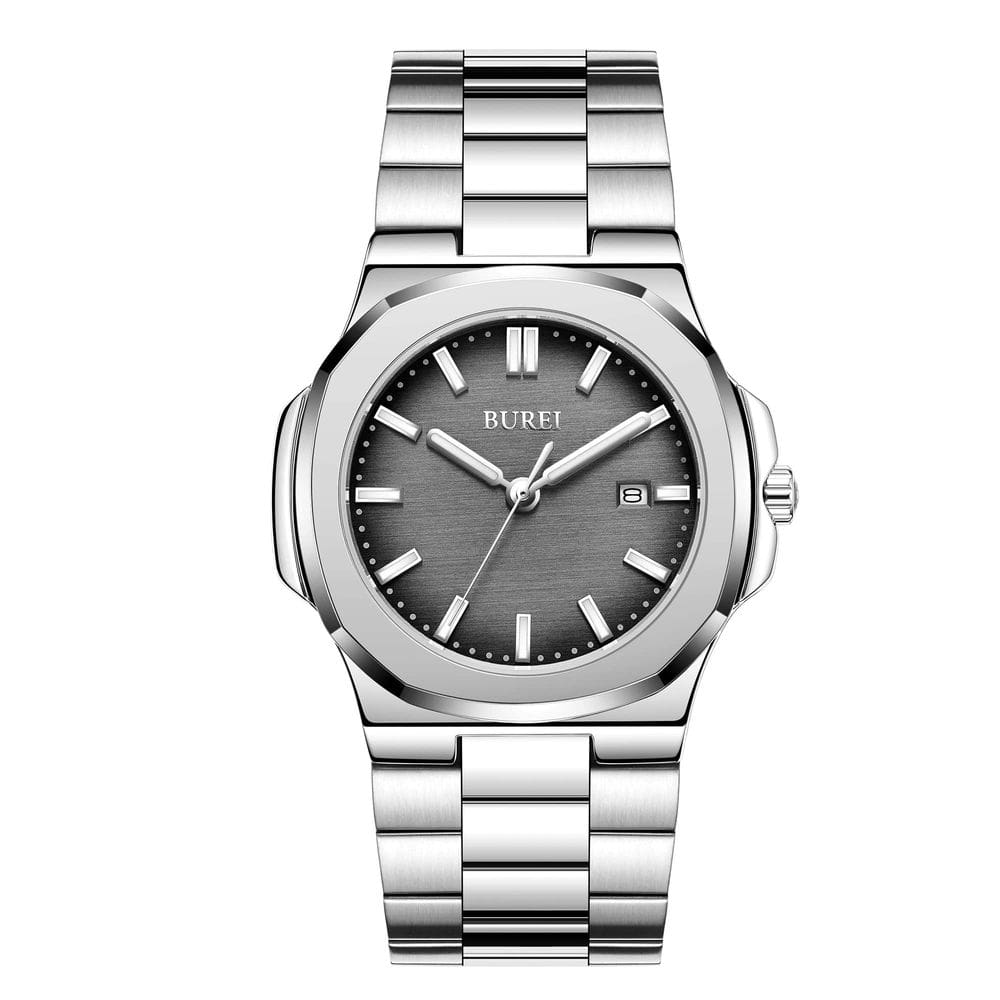 Relógio de pulso BUREI Fashion Analog Date Stainless Steel Men