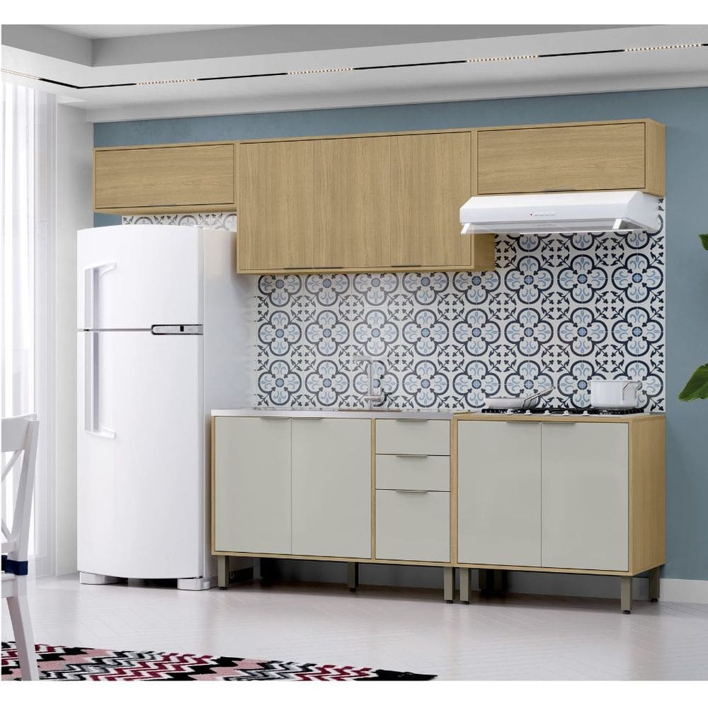 Cozinha Modulada 5 Peças Vick Castanho Off White