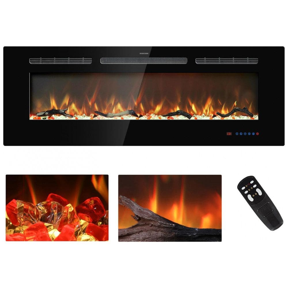 Lareira Elétrica de Embutir A44x121L com Controle Remoto, Tela Sensível ao Toque e Chamas Multicoloridas, 110V 1500W, Kentsky, Preta
