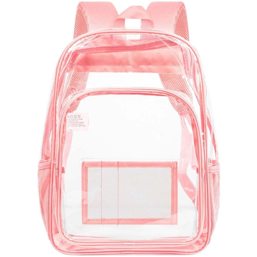 Mochila transparente AGSDON Bolsa de livros transparente para mulheres rosa