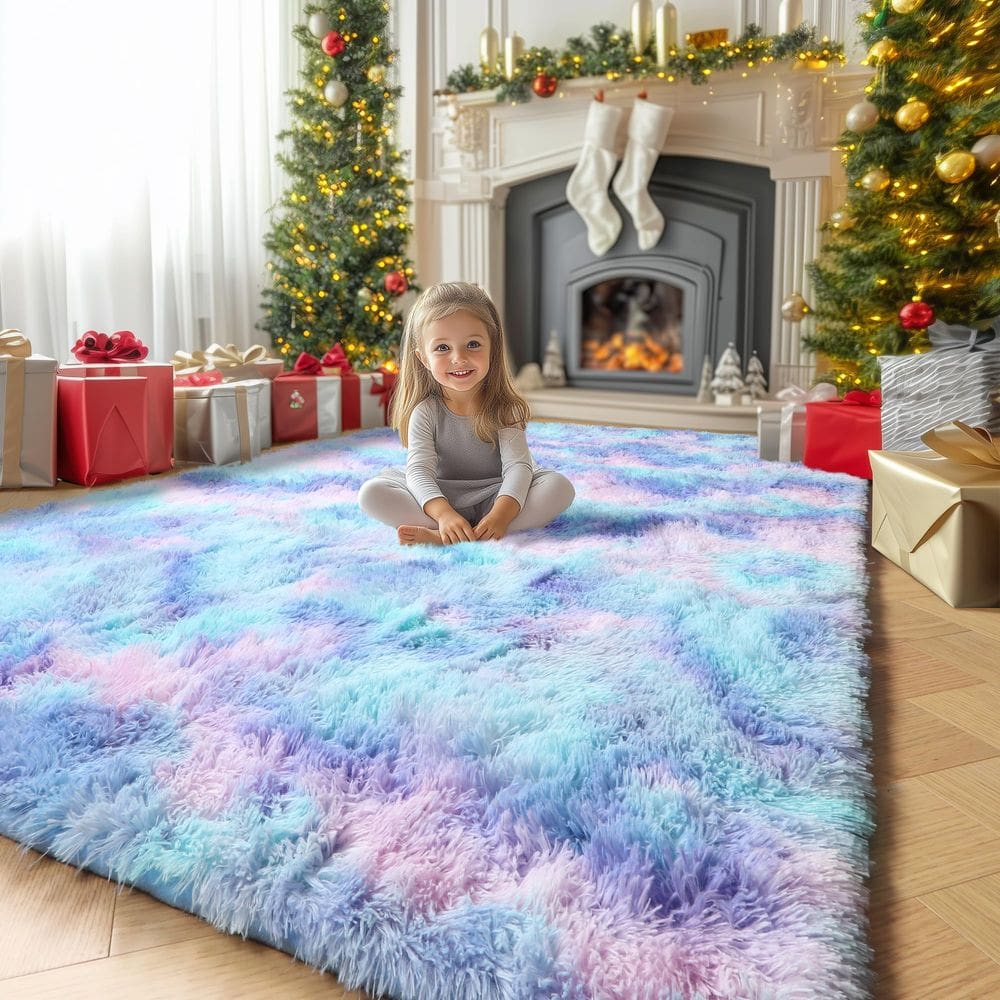 Tapete Andrebio Purple Rainbow para quarto, quarto de meninas, 120x180cm