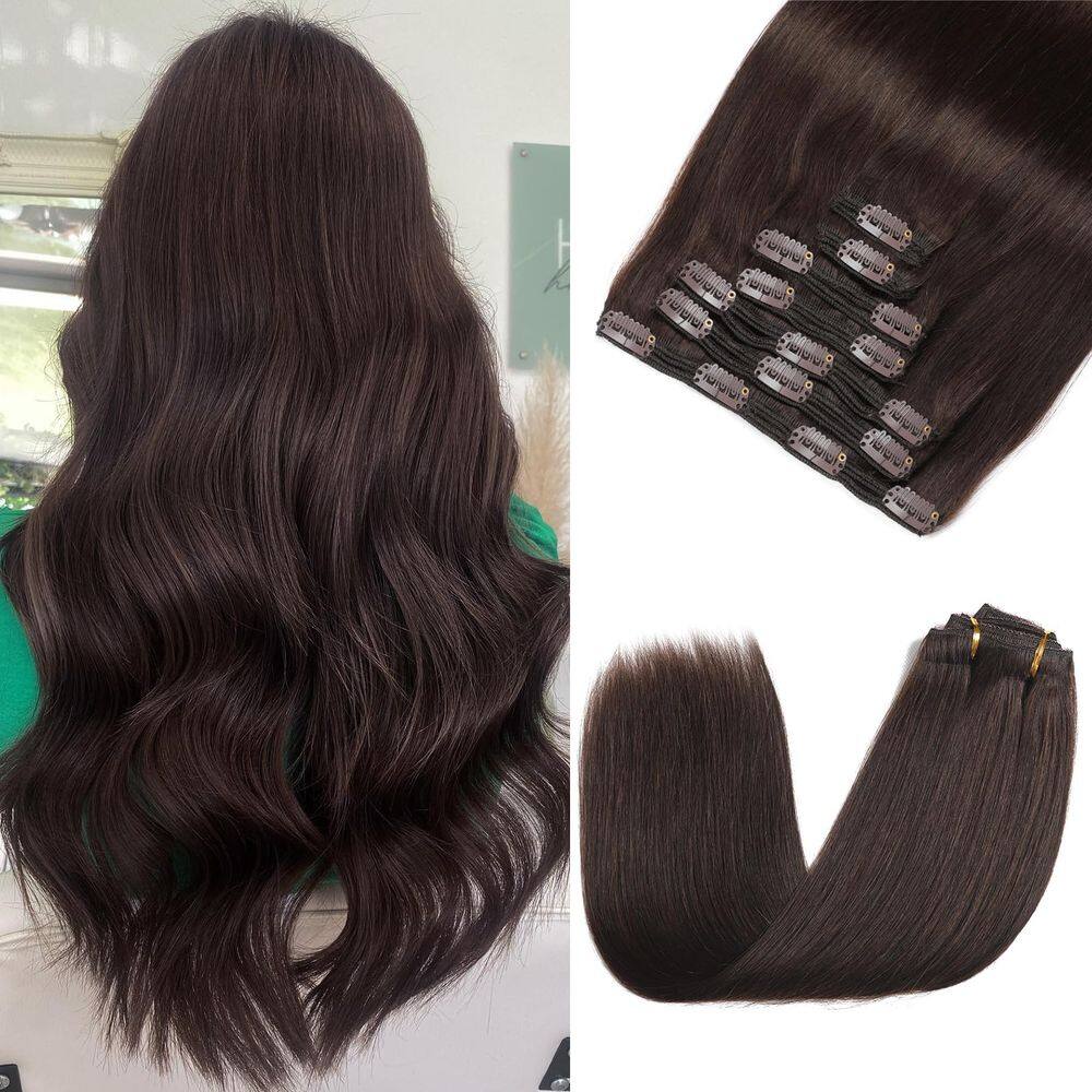Clip in Hair Extensions Rimoss Real Human Hair Castanho escuro