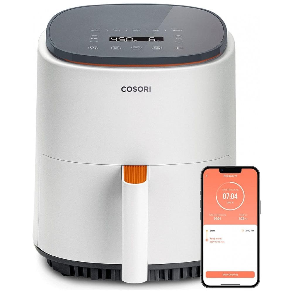 Fritadeira Elétrica AirFryer Inteligente 3.7L Para até 3 Pessoas, com Painel Digital, 1500W 110V, COSORI CAF LI401S, Branca
