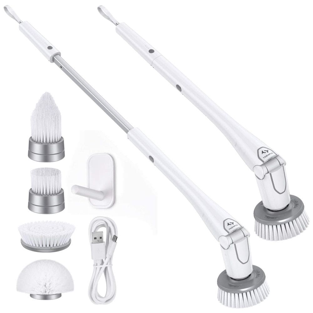 Vassoura Elétrica Rotativa 360 sem Fio com Cabo Flexível e 4 Acessórios, Branca, 110v, TILSWALL M1, Branco