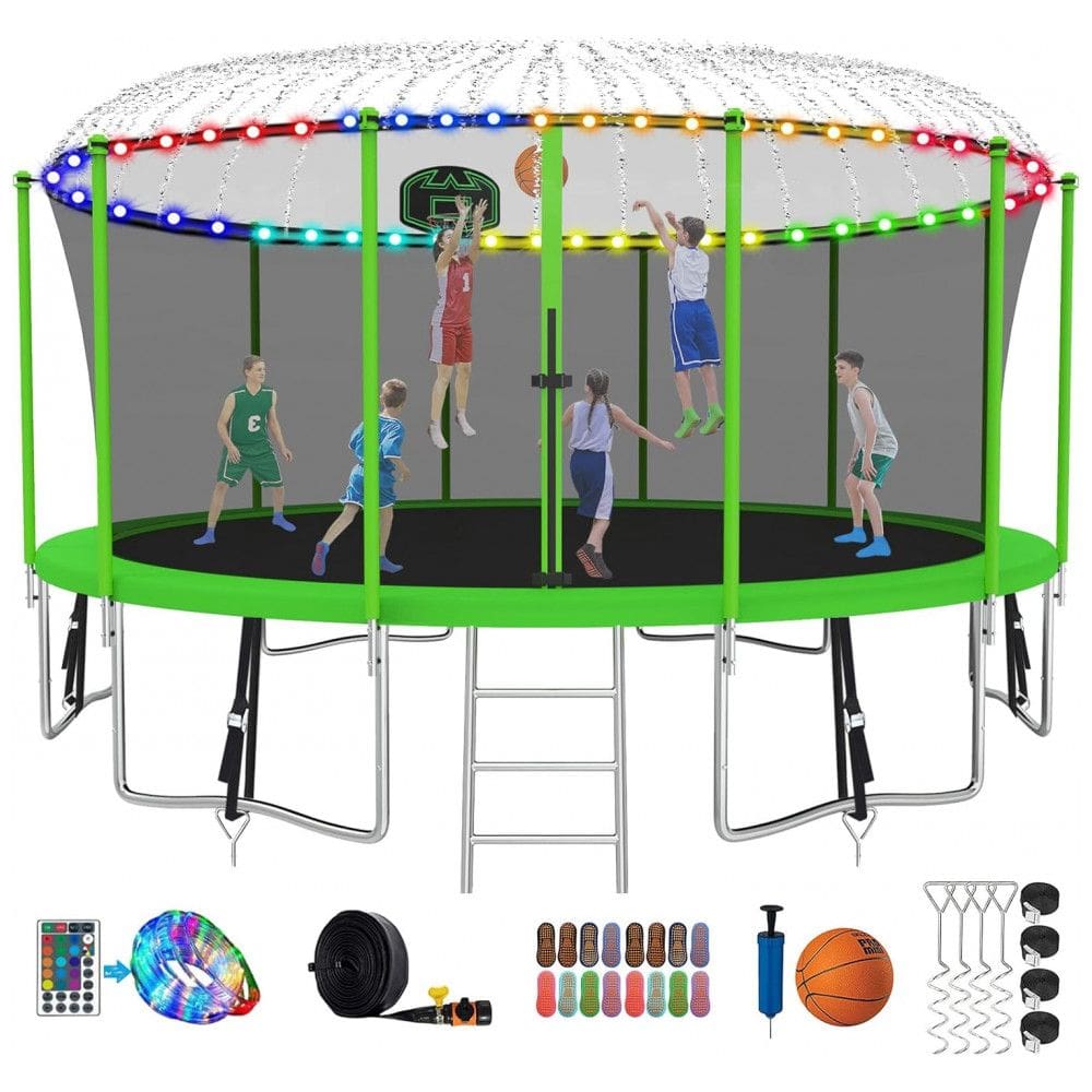 SKYUP Tranpoline 1500LBS 16 15 14 12 FT Tranpoline para 7 10 crianças e adultos, Tranpoline ao ar livre à prova de vento com rede de