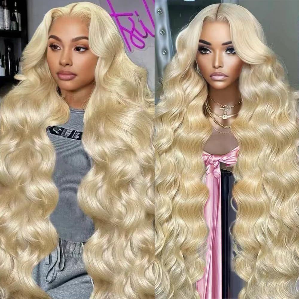 Peruca JINNOO, 36 polegadas, 613, cabelo humano loiro, 200 densidade, 13x6
