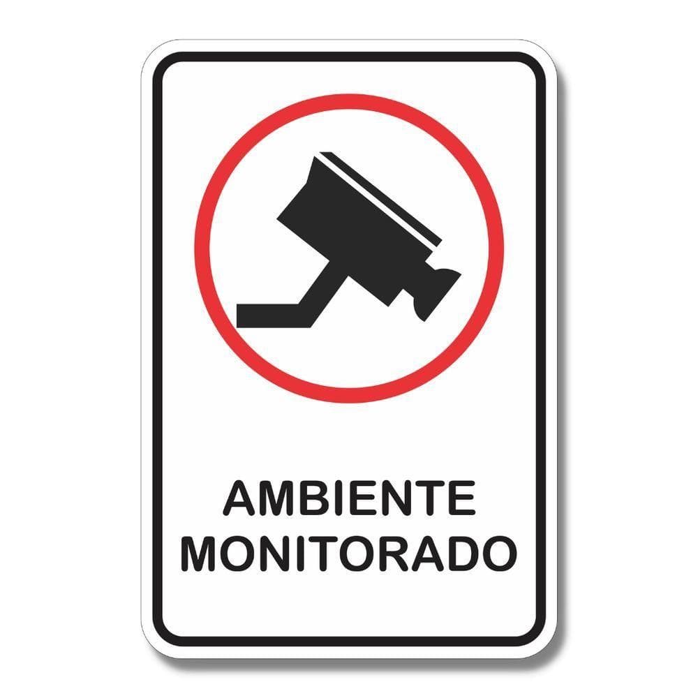 Placa De Sinalização Ambiente Monitorado Câmeras 20x30 Cm