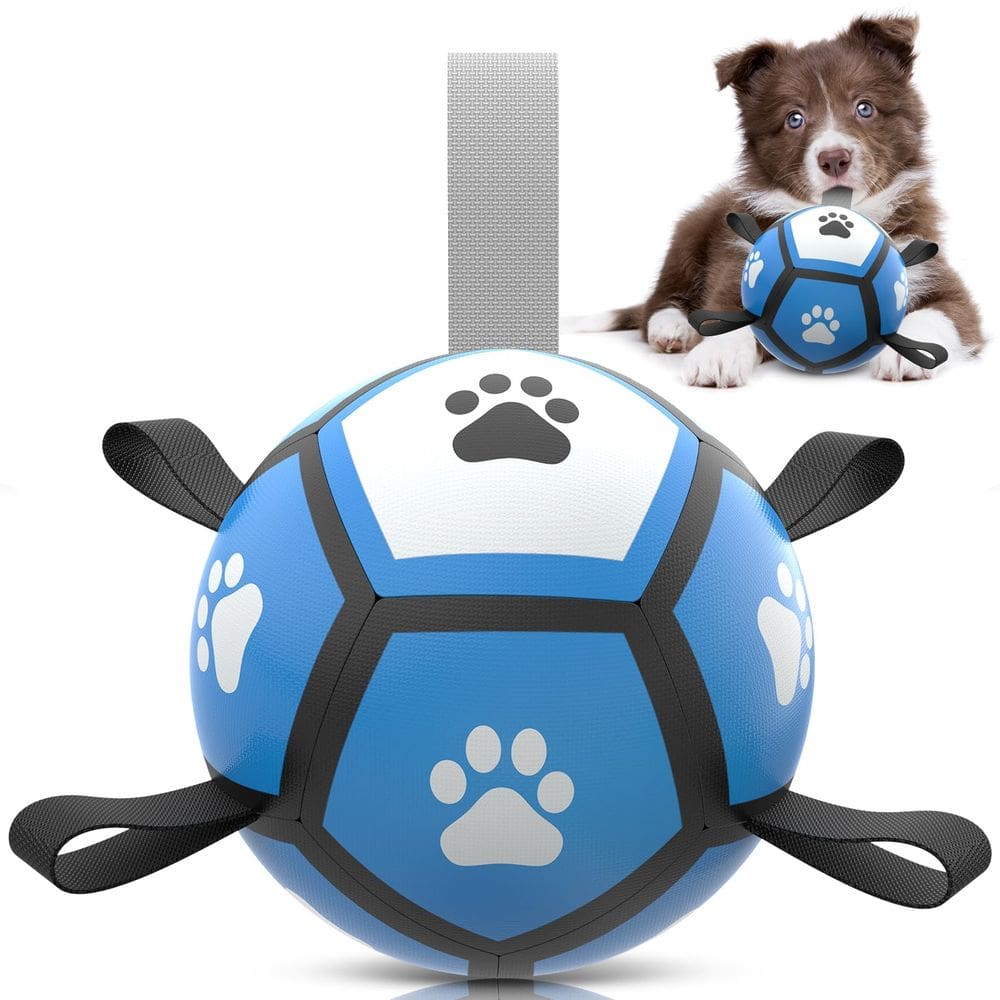 Bola de futebol QDAN Toy para cães pequenos com alça de reboque (12,7 cm)
