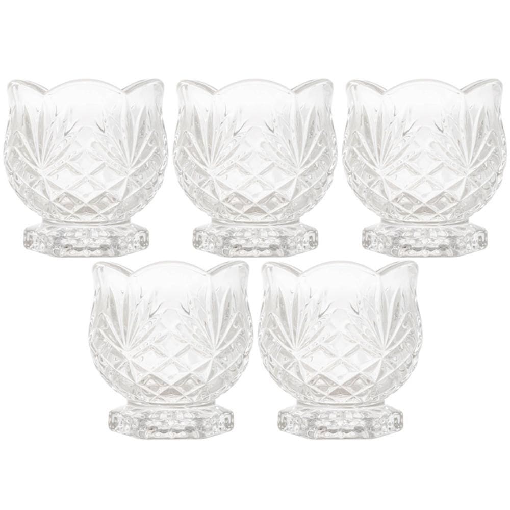 Kit 5 Mini Vasos Decorativos 8x8cm Dublin Porta Colher Cristal Mesa Posta Lyor