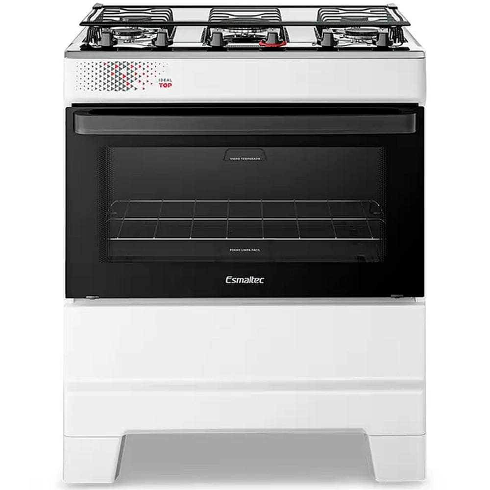 Fogão 5 Bocas Esmaltec Ideal Top Limpa Fácil Branco Inox Bivolt - T5IAB