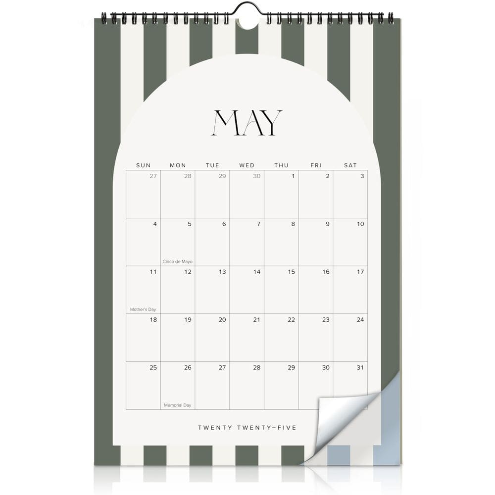 Calendário de parede ZICOTO Aesthetic 2025-2026 de maio a dezembro 14,5x10