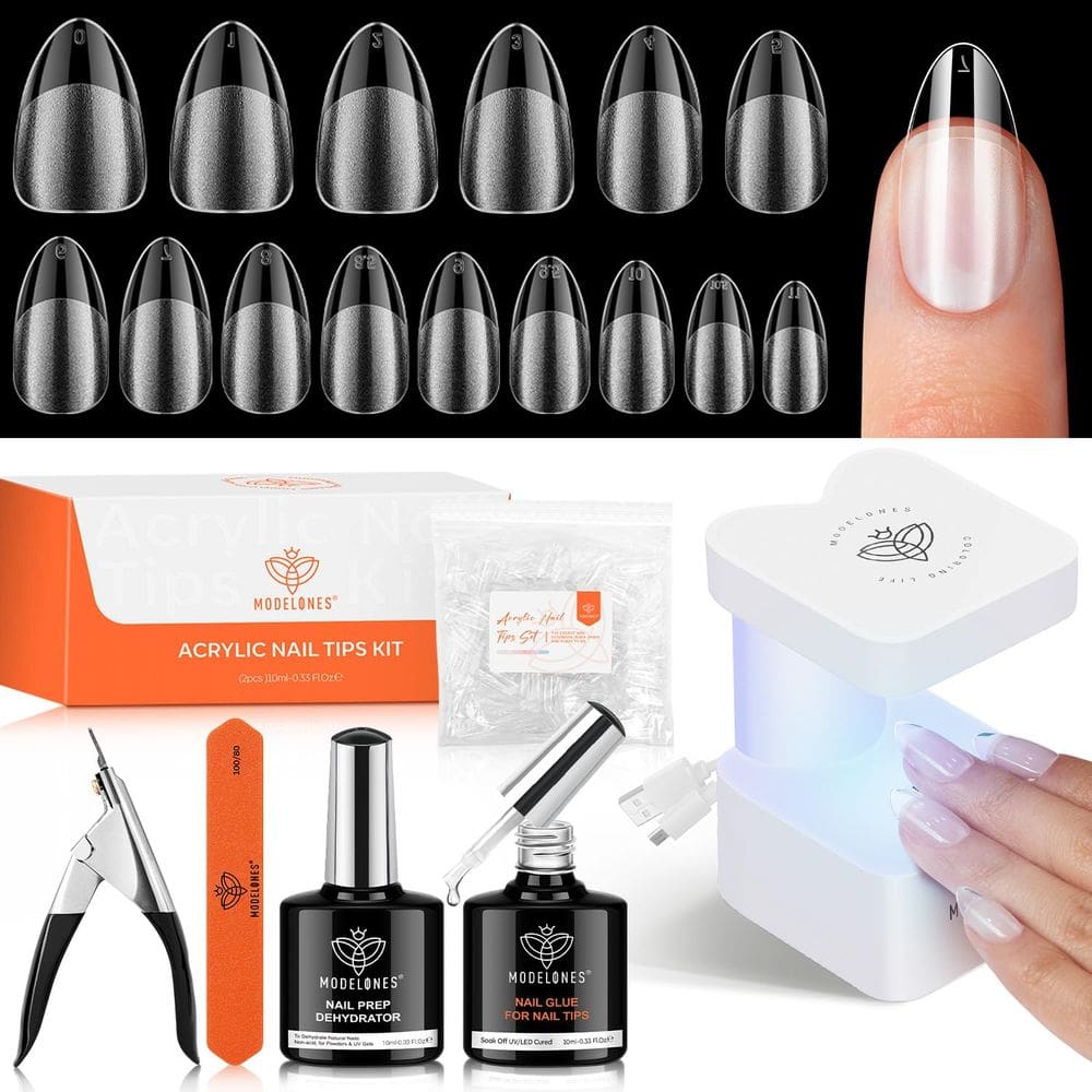 Kit de unhas em gel, modelos Upgrade, com 510 unidades de pontas de unhas e lâmpada