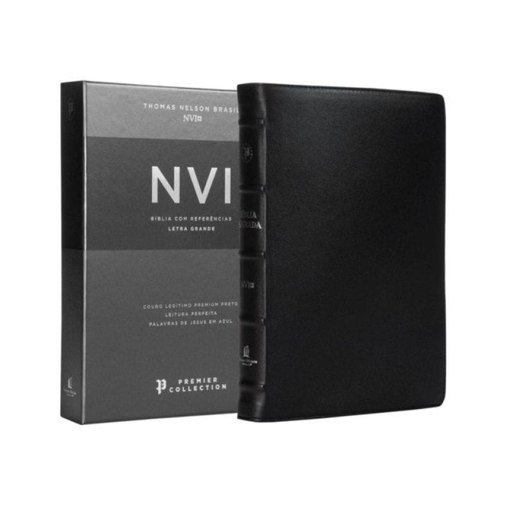 BÍBLIA SAGRADA NVI PREMIER COLLECTION, COURO autêntico, CAPA PRETA, LEITURA PERFEITA