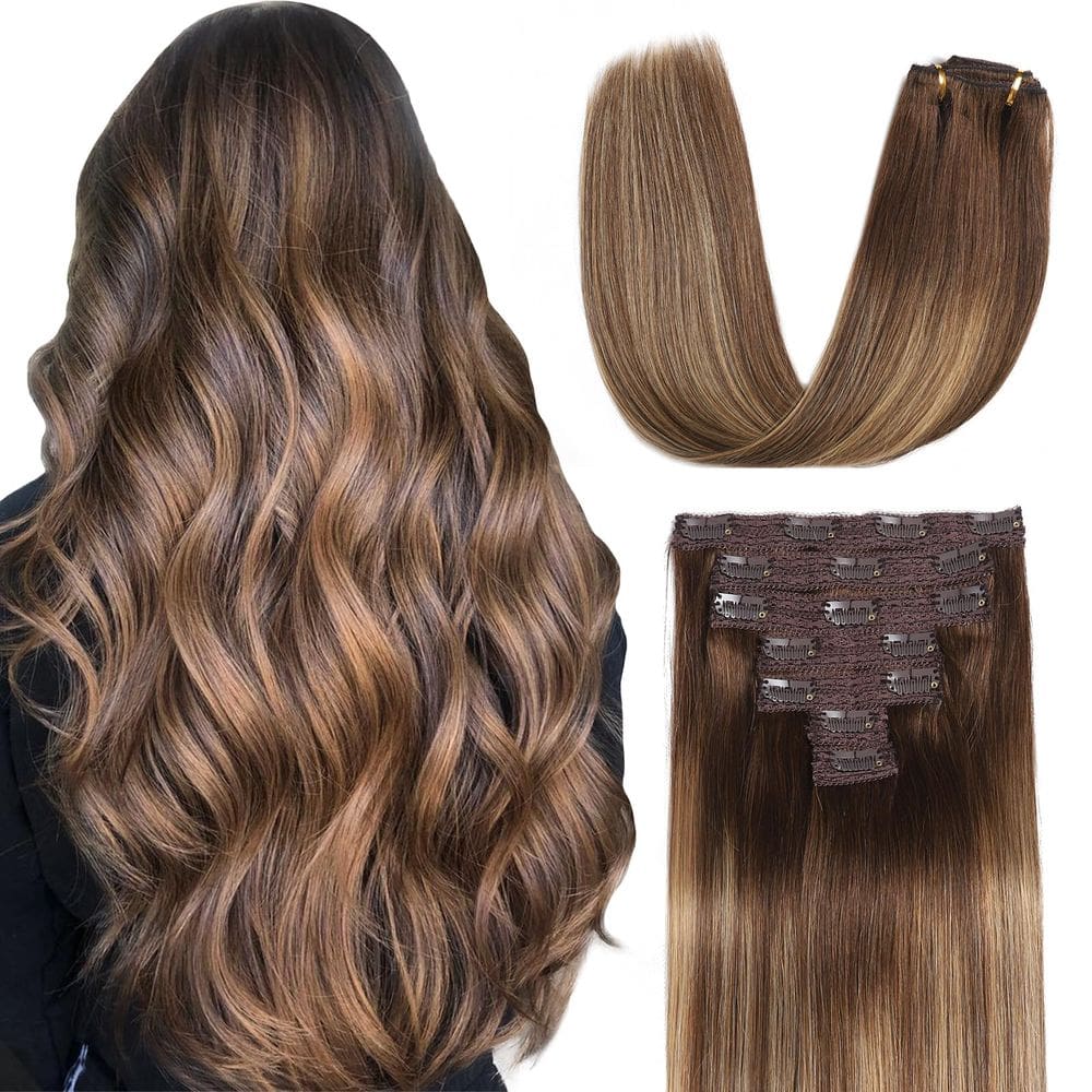 Extensões de cabelo Sisily Real Human Hair 35cm 120g de chocolate
