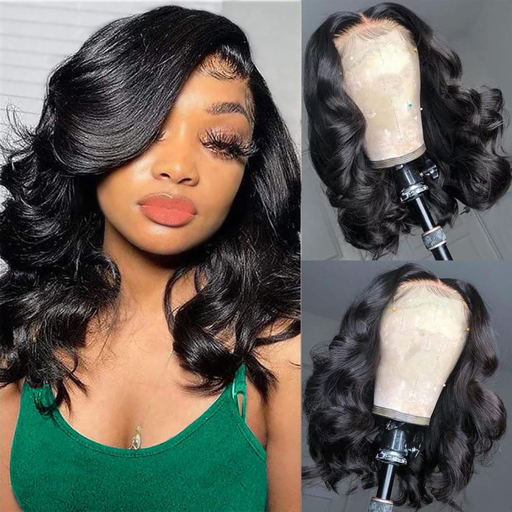 Peruca IJFMMEL Bob Human Hair 13x6 Body Wave HD Lace Front 14 polegadas