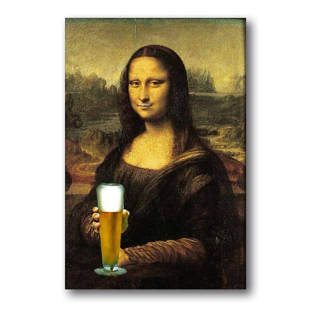 Placa Decorativa Monalisa Cerveja Bebidas Beer Mdf 20x30 Cm