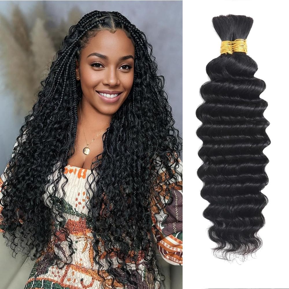 Cabelo trançado humano ONICE Deep Wave 12A Wet & Wavy 20", 2 pacotes