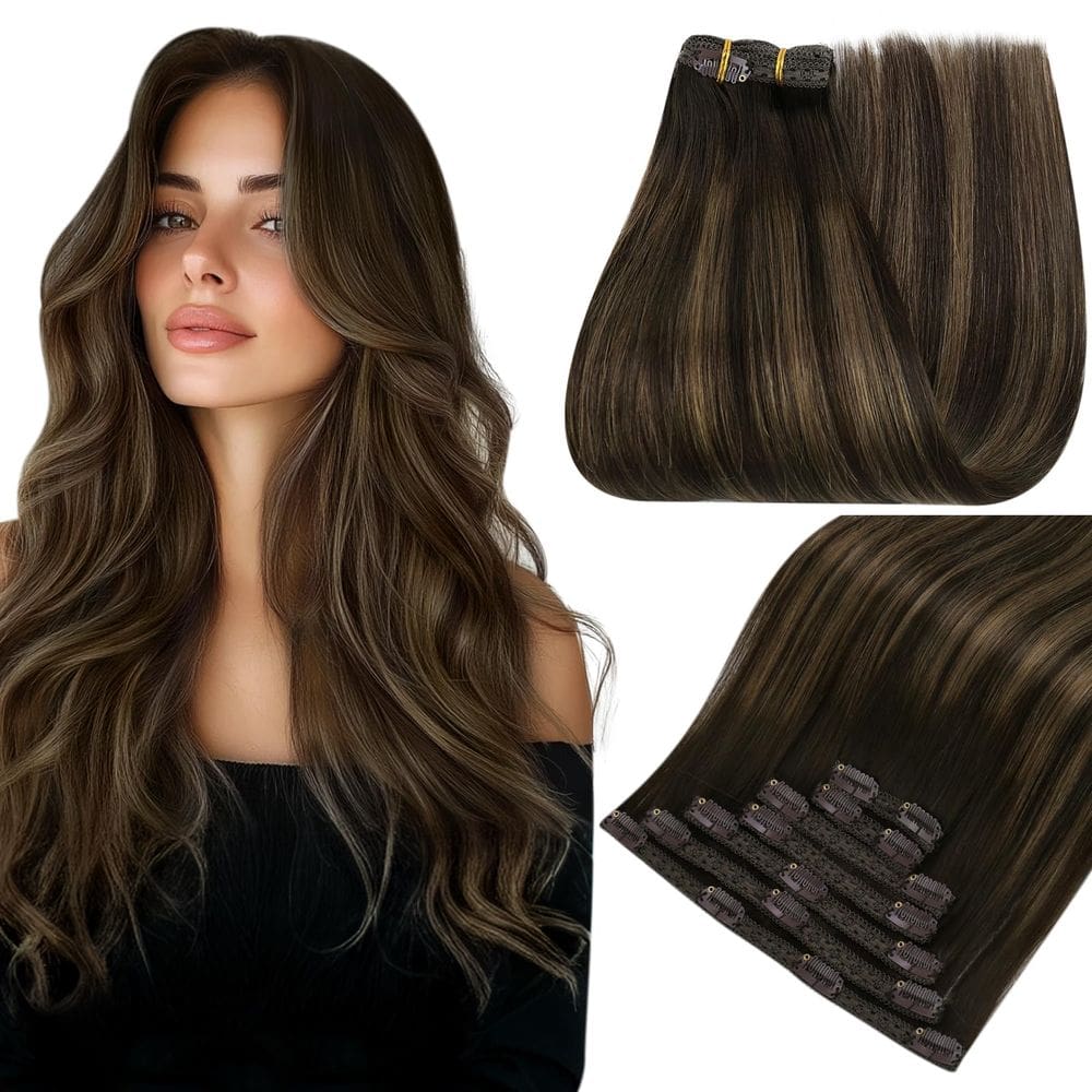 Extensões de cabelo Easyouth Clip em cabelo humano Balayage 22"