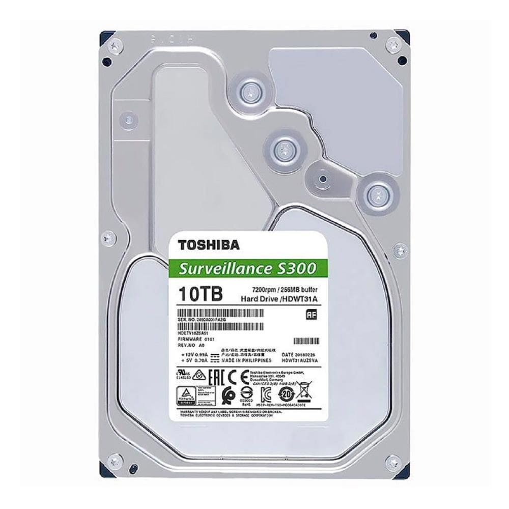 HD Toshiba Surveillance S300, 10TB, 3.5, 7200RPM, Sata III 6GB/s, Cache 256MB - HDWT31AUZSVAR