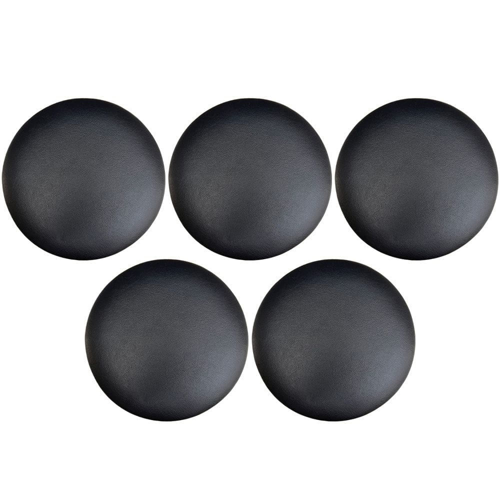 Kit 05 Assentos Redondo Banqueta Cadeira Estofados Poltronas H02 Corino Preto 25 cm - Lyam Decor