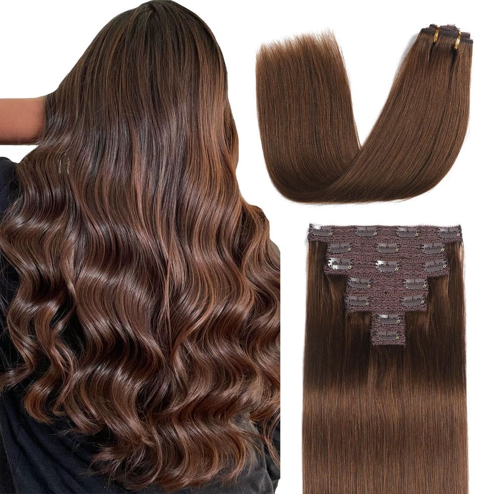 Extensões de cabelo Sisily Real Human Hair 35cm 120g Castanho Chocolate