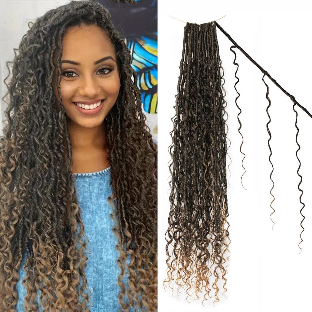 Crochet Hair Boho Faux Locs 30 cm Goddess Locs, 8 pacotes para mulheres
