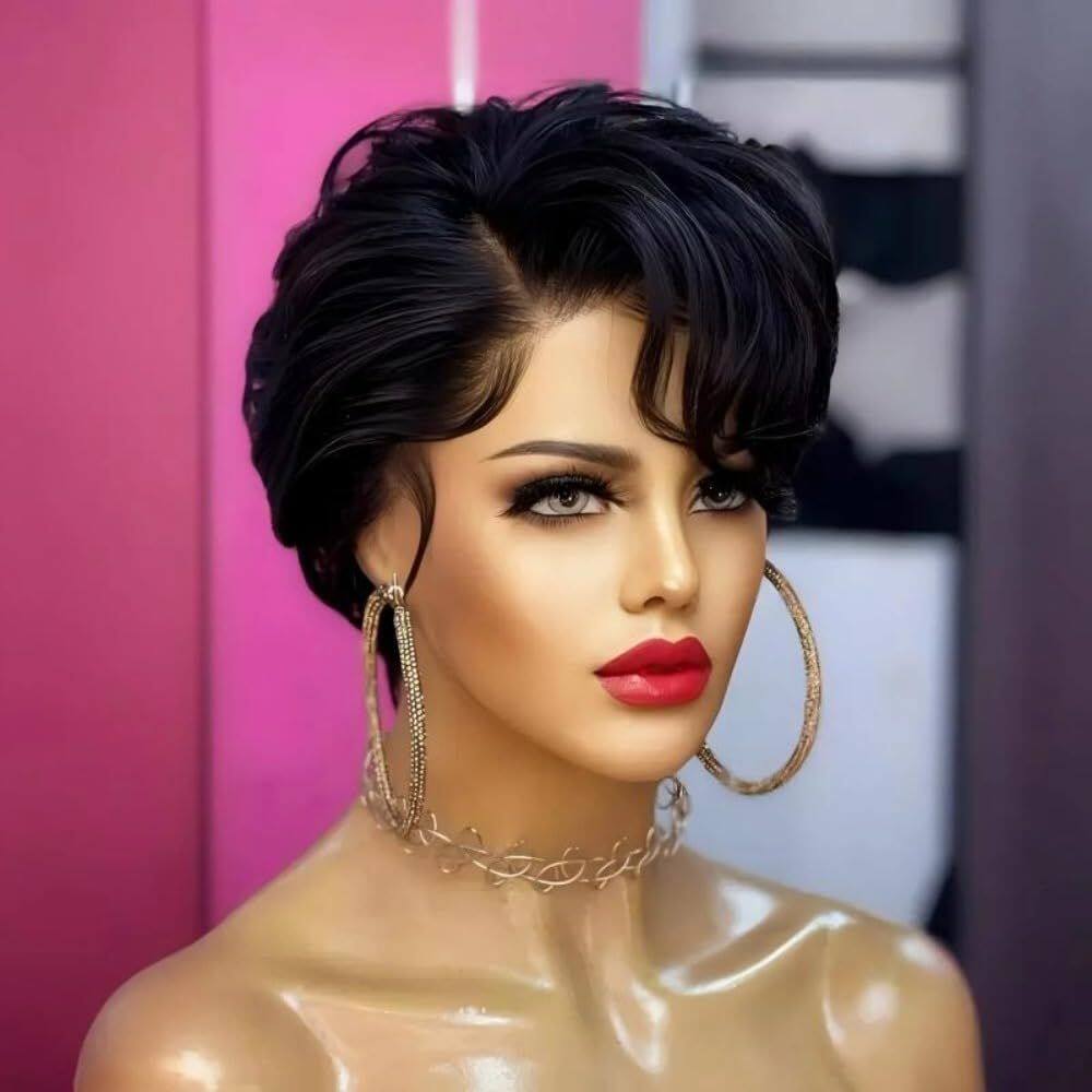Peruca Bulapla Bob Human Hair Short Pixie Cut para mulheres negras