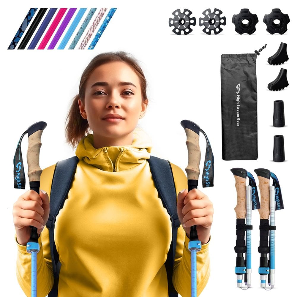 Bastões de caminhada dobráveis High Stream Gear, conjunto de 2