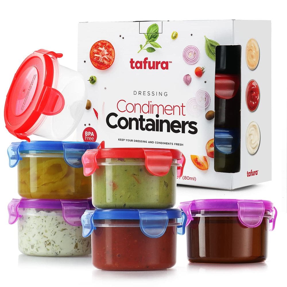 Recipiente de molho para salada Tafura 80mL, pacote com 6 unidades para lancheira