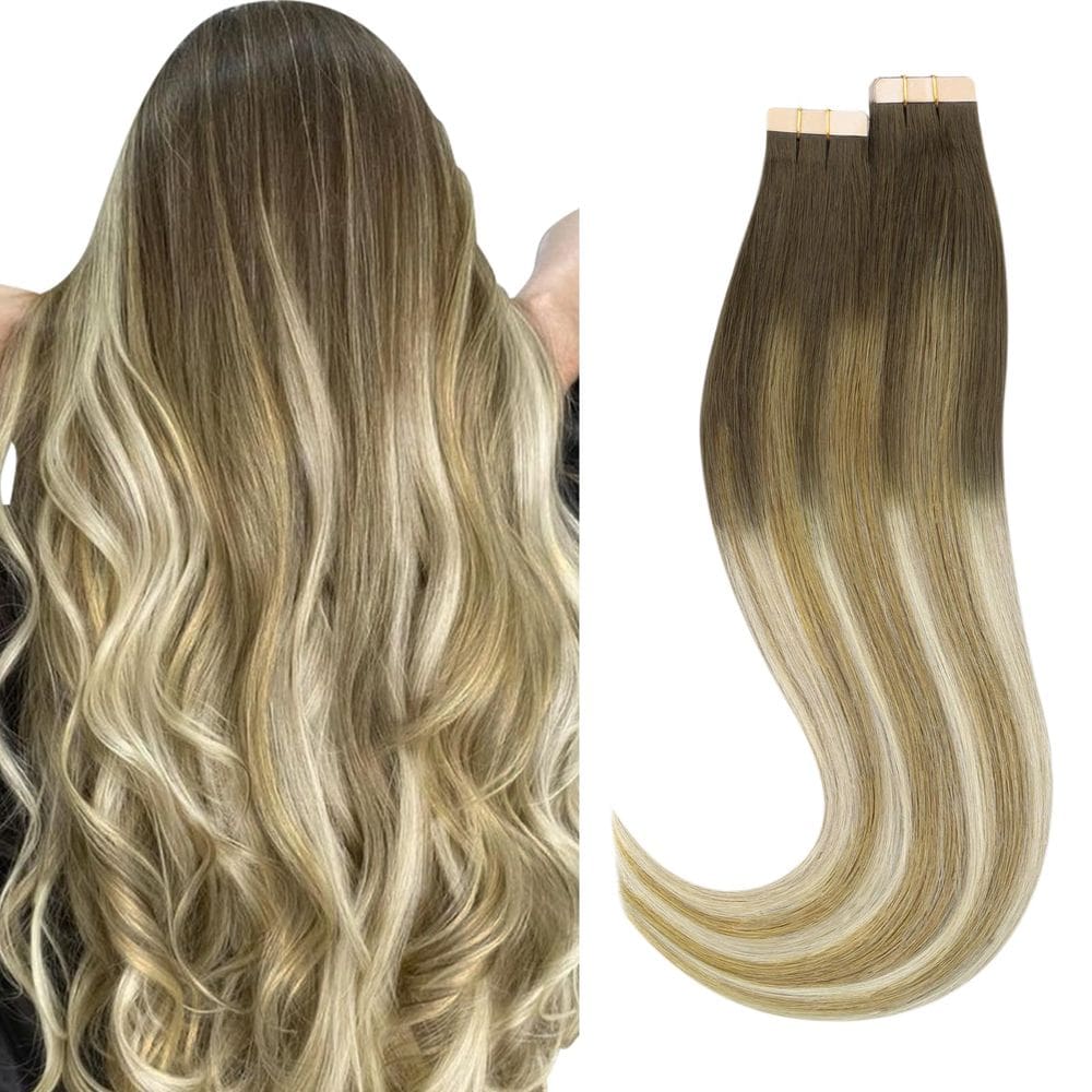 Fita adesiva em extensões de cabelo HOTBANANA 25 cm 40 unidades 60 g Remy Human Hair