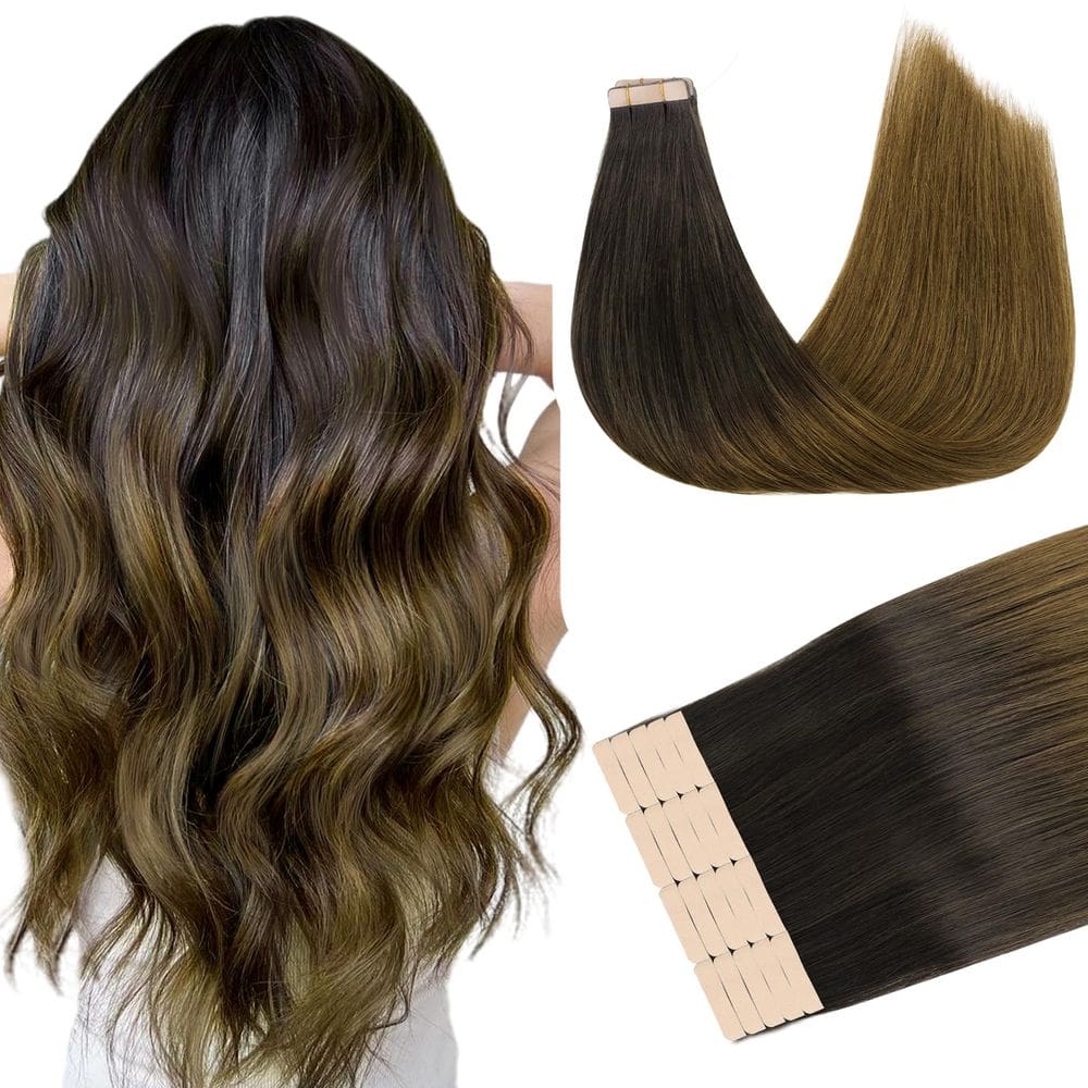 Fita adesiva em extensões de cabelo DOORES Chocolate Dip 14 polegadas 50 g 20 unidades