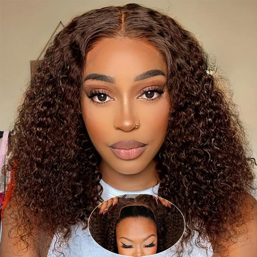 Peruca Pinketer Chocolate Brown Glueless Bob Human Hair 14"