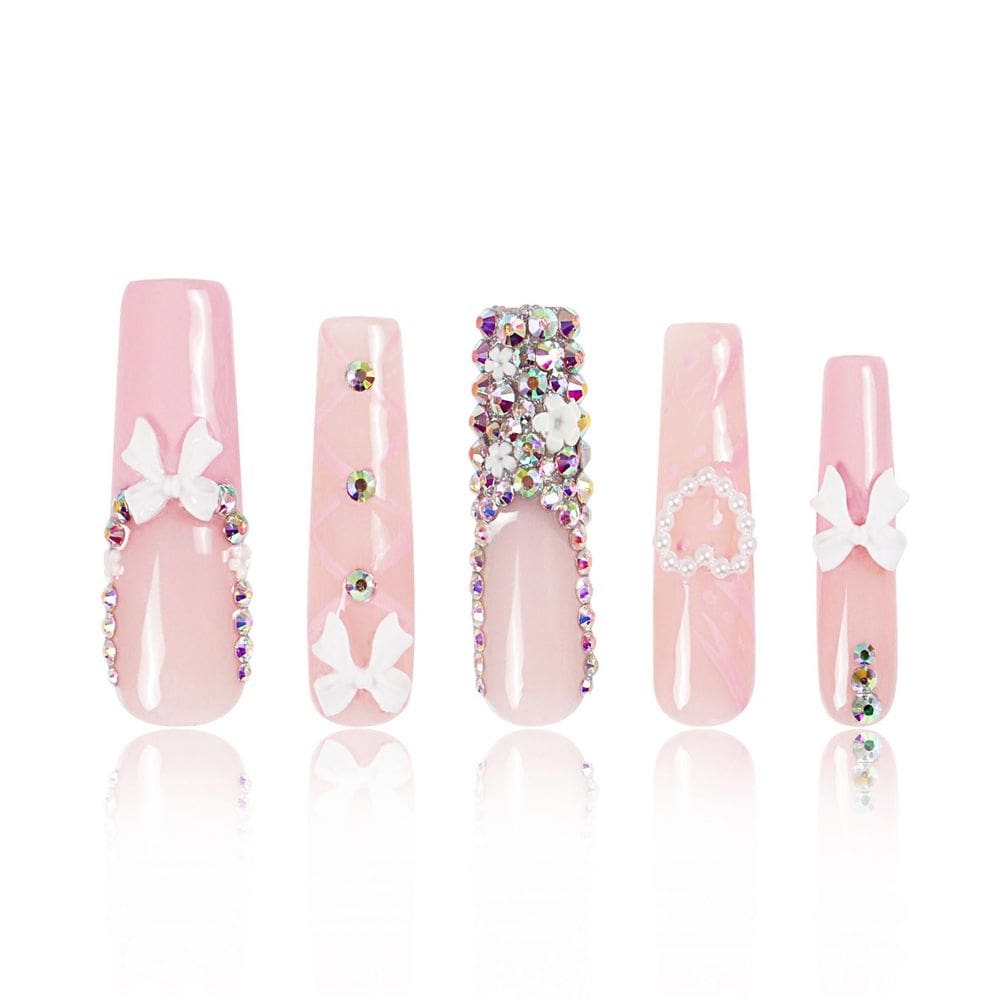 Pressione as unhas LOVFUL Vintage Shortcake com cristais de 4,3 cm