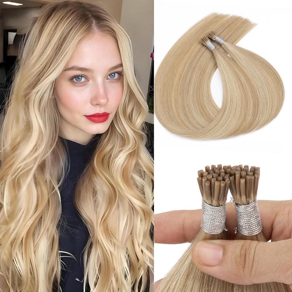 Extensões de cabelo KPVXXVE Itip Human Hair Ash Blonde 16 polegadas 45g