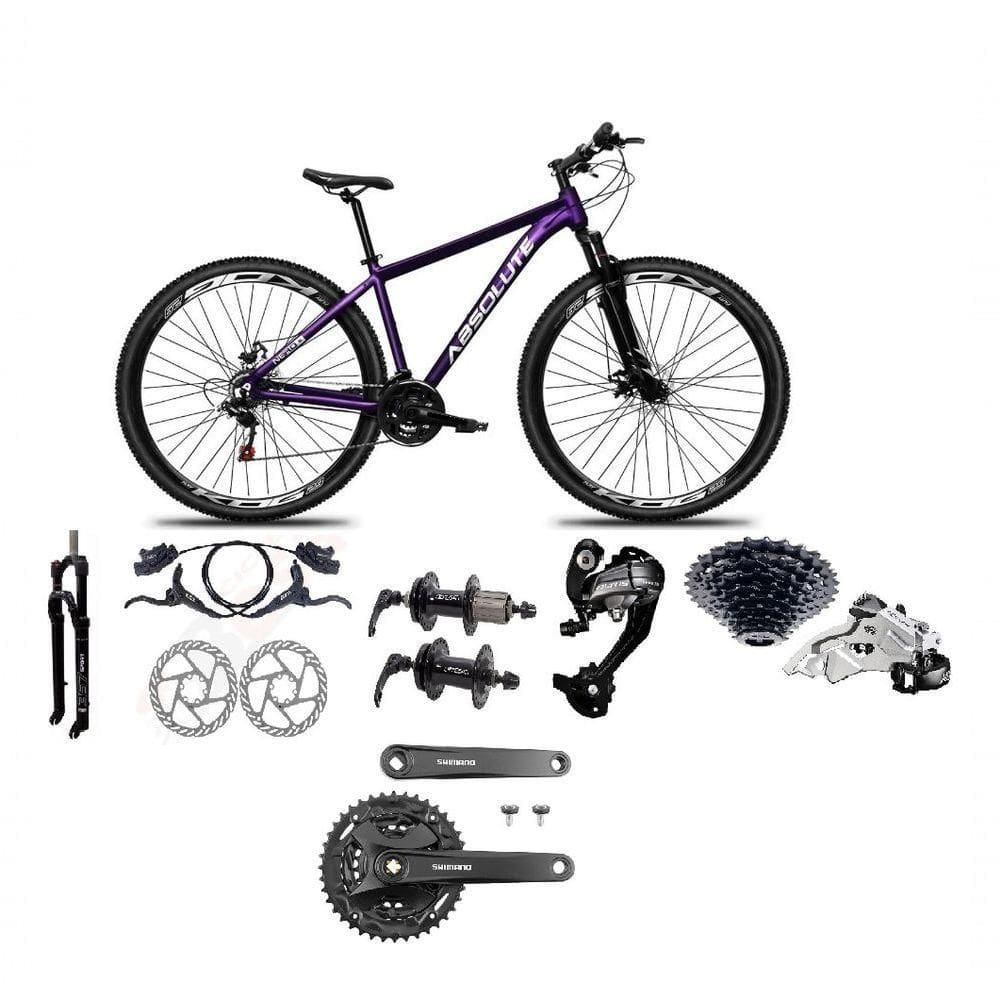 Bicicleta Aro 29 Absolute Nero 5 Câmbios 27v Shimano Altus Freios Hidráulicos - Roxo Tam.19