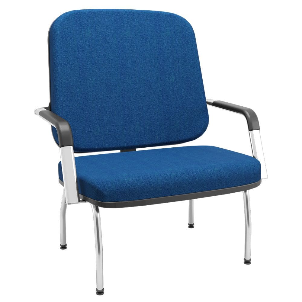 Cadeira de Escritório Recepção com Braço Fixa Cromada Magno P03 Crepe Azul - Lyam Decor
