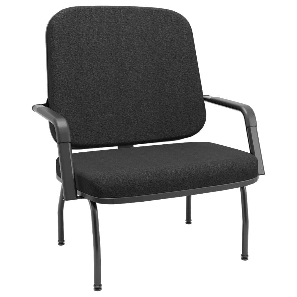 Cadeira de Escritório Recepção com Braço Fixa Preta Magno P03 Crepe Preto - Lyam Decor