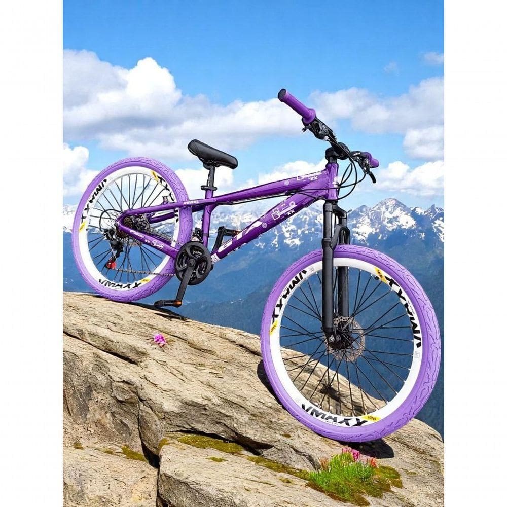 Bicicleta 26 Gta Rebel Freeride Cor Roxo 21v Aros Vmaxx Freio Disco Pneu Flame Roxo