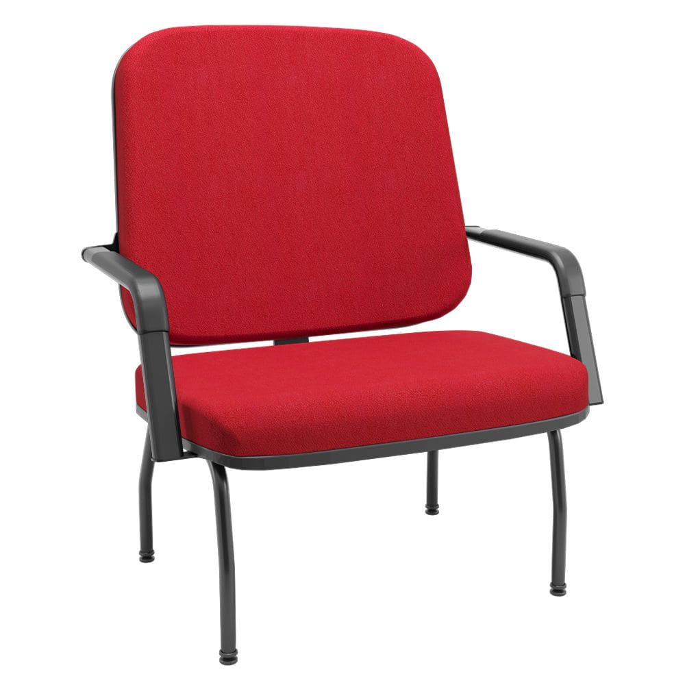 Cadeira de Escritório Recepção com Braço Fixa Preta Magno P03 Crepe Vermelho - Lyam Decor